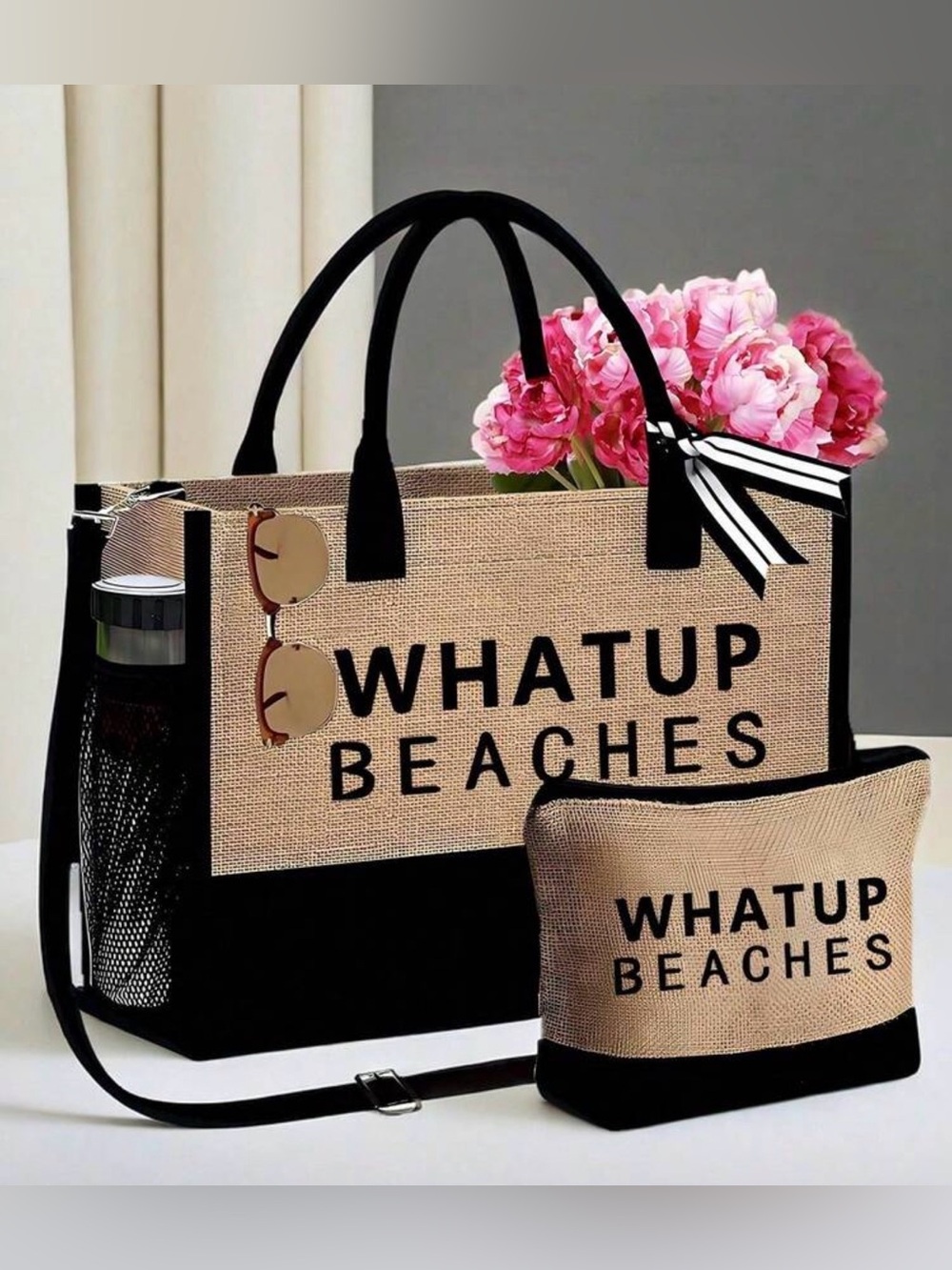 Whatup Beaches Tote and Pouch Set